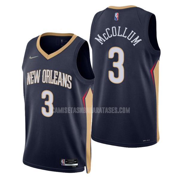 camiseta c.j. mccollum de la new orleans pelicans 3 azul marino icon edition hombres 2022