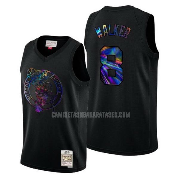 camiseta kemba walker de la boston celtics 8 negro logo holographic hombres