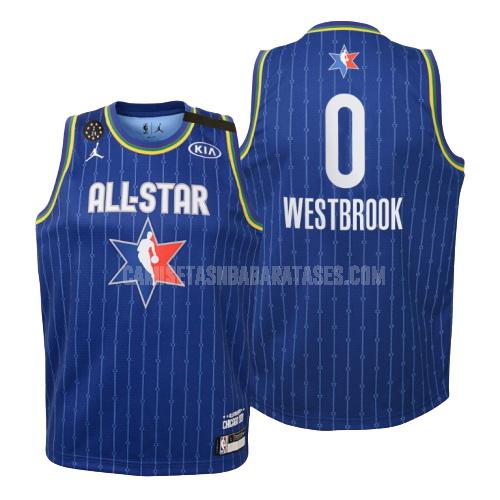 camiseta russell westbrook de la houston rockets 0 azul nba all-star niños 2020