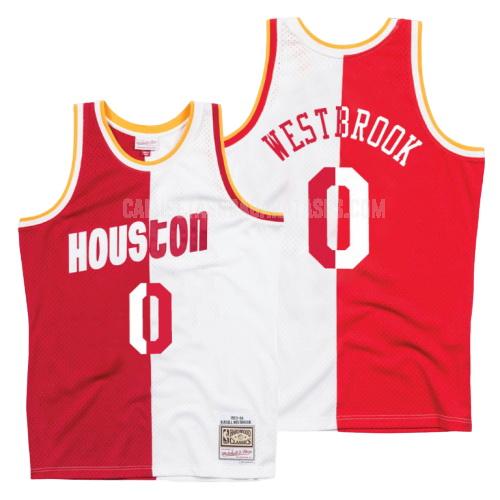 camiseta russell westbrook de la houston rockets 0 rojo blanco división hardwood classics hombres