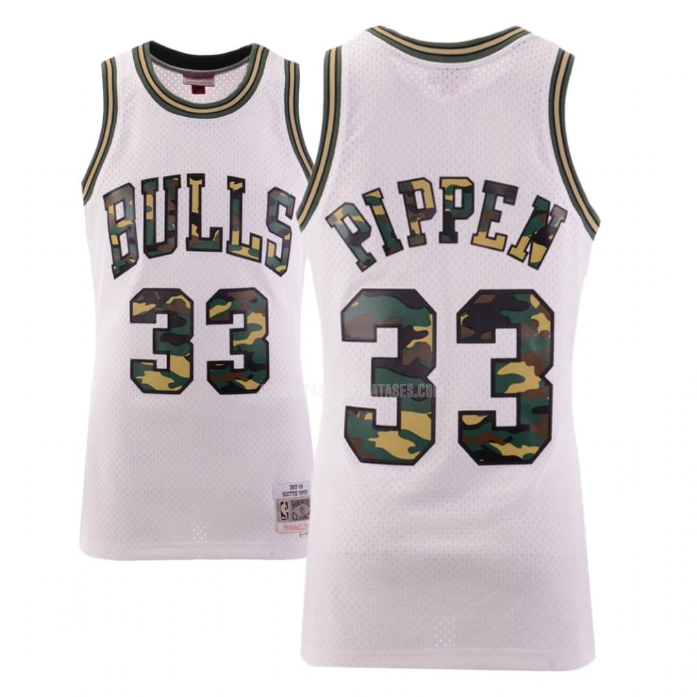 camiseta scottie pippen de la chicago bulls 33 blanco fuego directo hombres