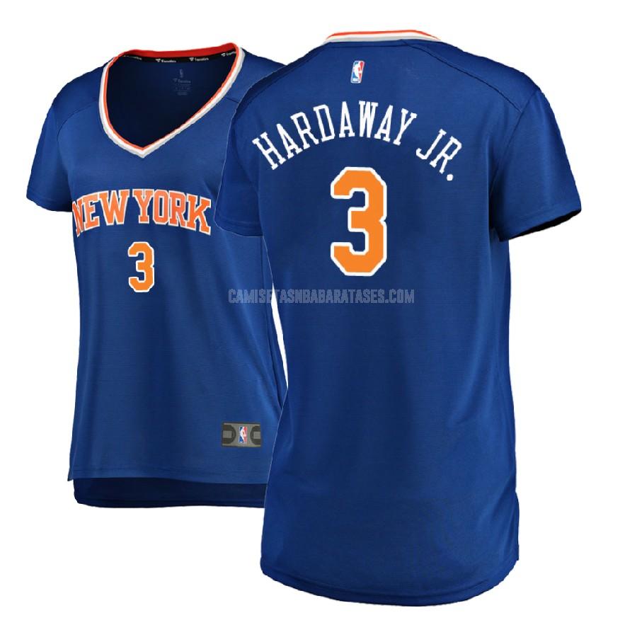 camiseta tim hardaway jr de la new york knicks 3 azul icon mujer 2017-18