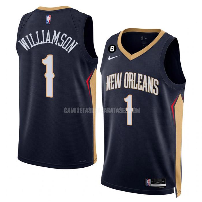 camiseta zion williamson de la new orleans pelicans 1 azul marino icon edition hombres 2022-23