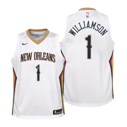 camiseta zion williamson de la new orleans pelicans 1 blanco association niños